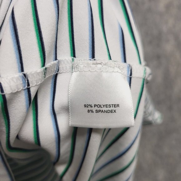 Peter Millar Polo Shirt Men XL Green Blue Striped Summer Comfort Heathrow Golf - Picture 8 of 9